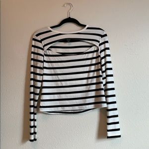 NEW!!!! Striped & cutout long sleeve shirt